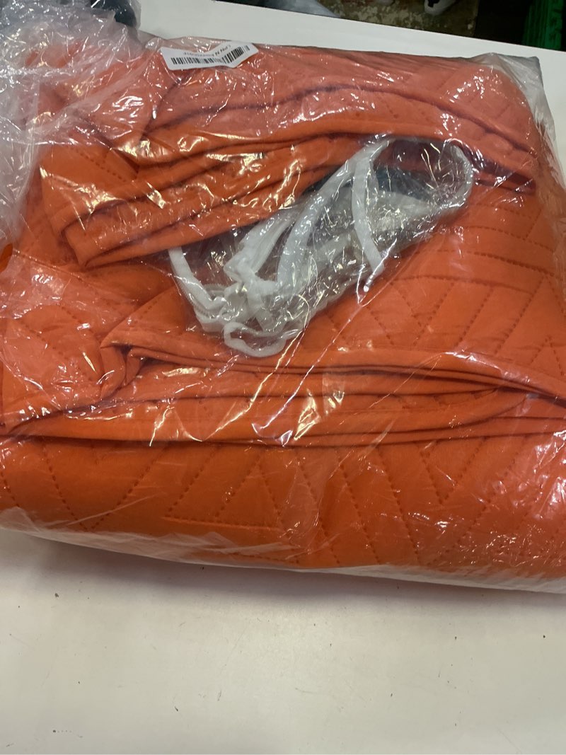 Condition photo showing Good Condition for whale flotilla soft geometric queen quilt set for all seasons, orange | 3-piece breathable bedspread quilts queen size, lightweight ultrasonic reversible coverlet, bed cover with 2 pillow shams orange queen(96"x90")