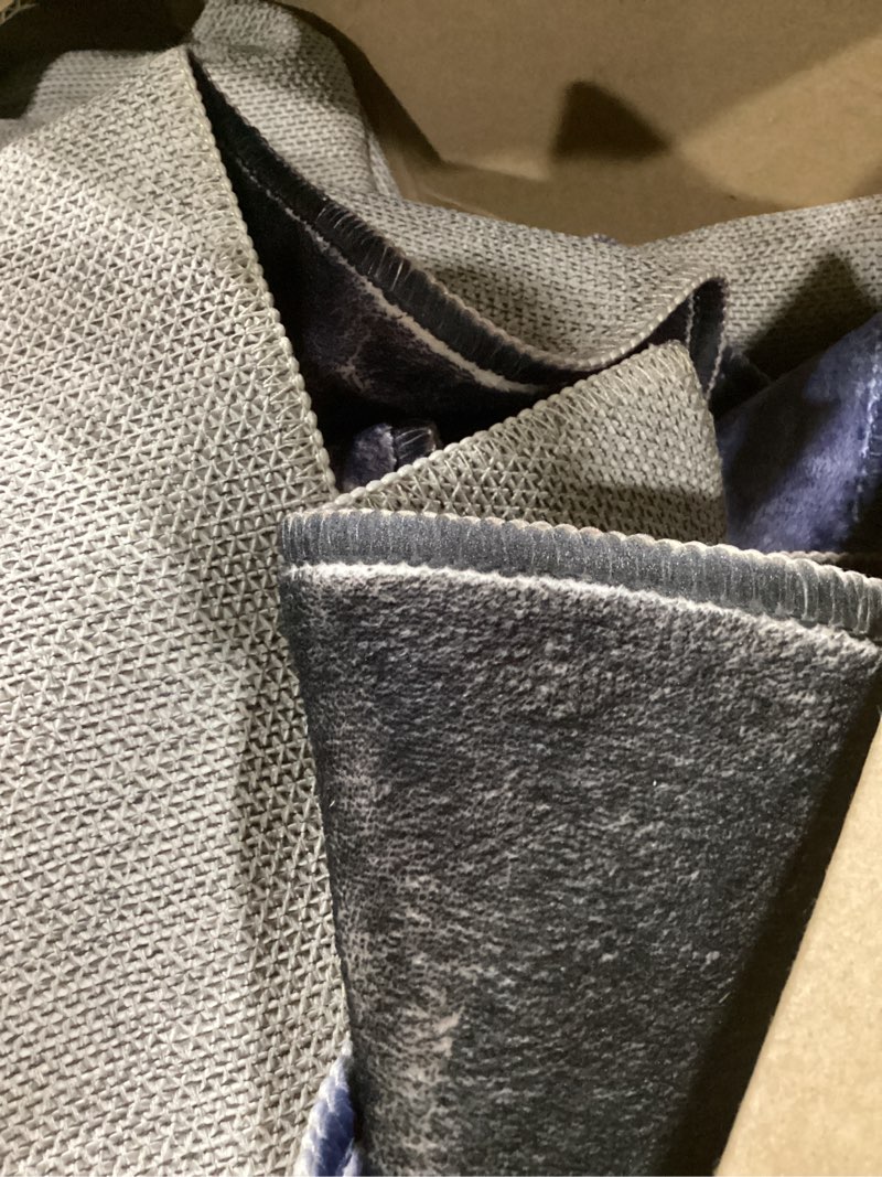 Condition photo showing Good Condition for 5x7 Area Rug Living Room, Blue Grey Geometry Rugs, Washable Square Contemporary Floor Carpet for Indoor Decor, Low Pile Non-Slip Modern Rug for Bedroom Blue 5'x7'