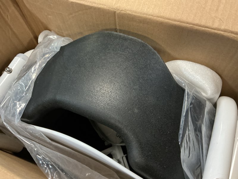 Condition photo showing Good Condition for KMINA 4 Inch Soft Raised Toilet Seat with Handles and Lid, 220 lb Capacity, Fits Round & Compact Elongated Bowls up to 15" Wide, Tool-Free Clamp-On Riser, Black