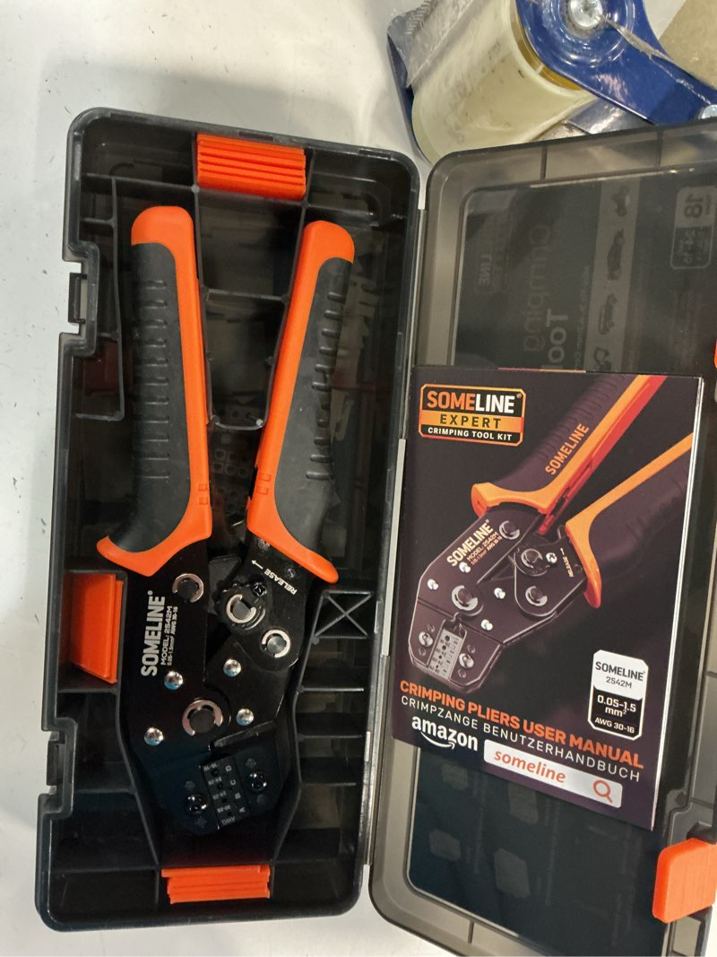 Condition photo showing New/Like New for someline mini-fit jr connector crimping tool kit, 18 types 2-16 pin 4.2mm connectors with 24-16 awg terminals, ratcheting crimper, compatible with molex, for pc atx eps power, 3d printer & diy mini-fit jr 4.2mm: 2-16 pin + 1 tool