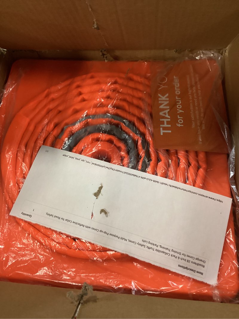 Condition photo showing Good Condition for RoadHero 28 Inch 6 Pack Collapsible Traffic Safety Cones, Multi Purpose Pop-up Cones with Reflective Collar for Road Safety, Orange Cones for Driving Training, Parking Lots