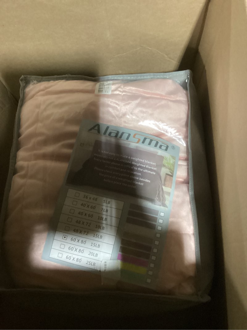 Condition photo showing Good Condition for ALANSMA Reversible Weighted Blanket for All Season, Luxury Velvet, Warm and Cool, Adult Kids 15Lb Weighted Blanket, Enjoy Sleeping Anywhere(Pink,60"x80" 15lbs) Pink 60''x80'' 15lbs