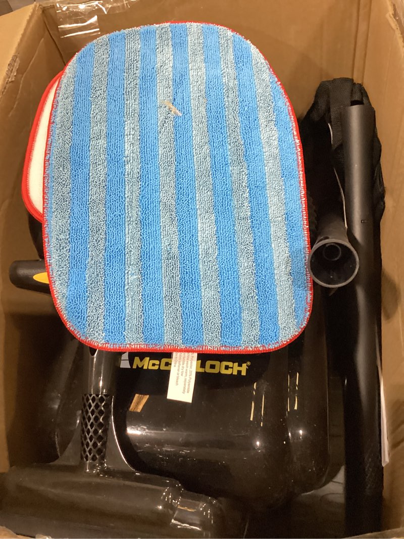 Condition photo showing As Is for McCulloch MC1385 Deluxe Canister Steam Cleaner, 2-Hour Runtime, Chemical-Free, 23 Accessories: Mop Head, Brushes & More - Built for Home, Tile, Carpet, Furniture, & Personal Car Detailing