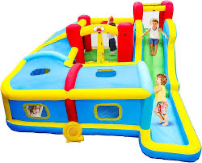 Inflatable Bounce House with Blower, 156 x 143 x 75 inches Bouncy Castle with Slides, Rock Climbing, Ball Pool, Long Tunnel, Jumping Area for 4 Kids Aged 3 to 10(incomplete)
