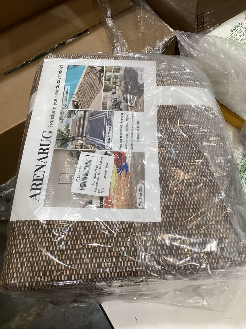 Condition photo showing Good Condition for arenarug outdoor patio rug, outside rectangular carpet, moroccan geometric rugs, washable large indoor outdoor rug 8x10 mats for rv, picnic, backyard, deck, balcony, porch, beach khaki 8x10 feet