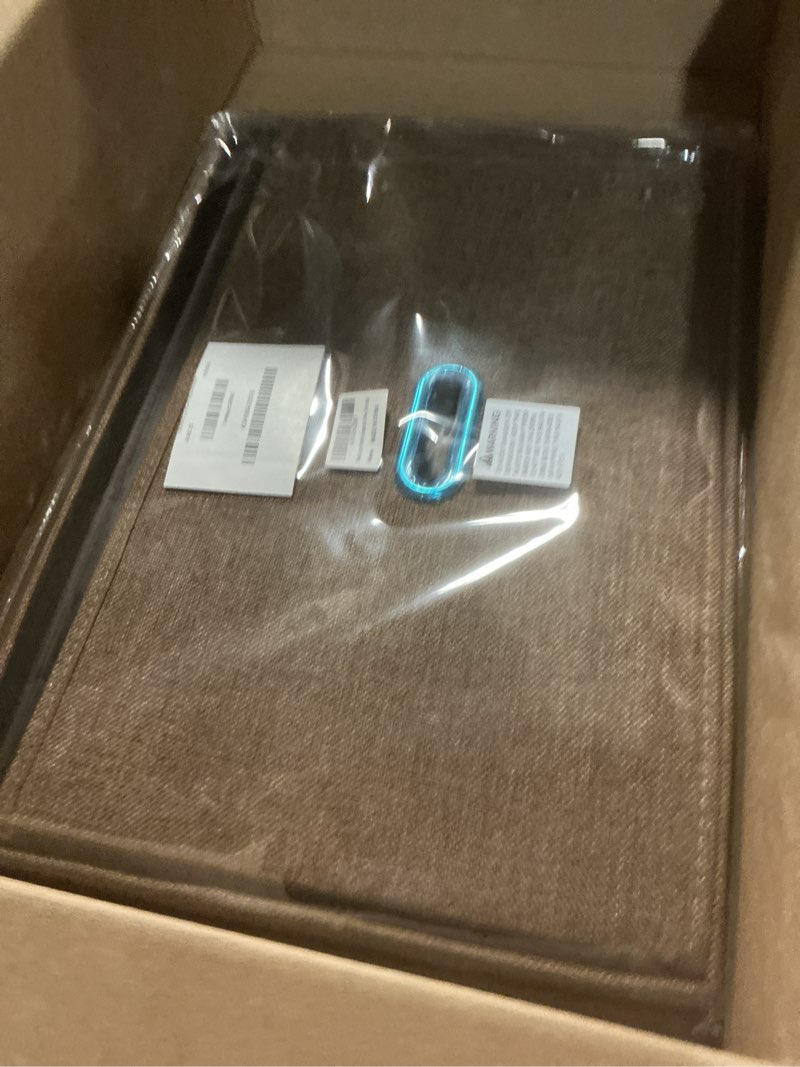 Condition photo showing New/Like New for Large Linen Fabric Foldable Storage Bins with Removable Lid and Handles, Washable Storage Box Organizer Containers Baskets Cube with Cover for Bedroom,Closet,Office (Coffee, Extra Large) Coffee Extra Large