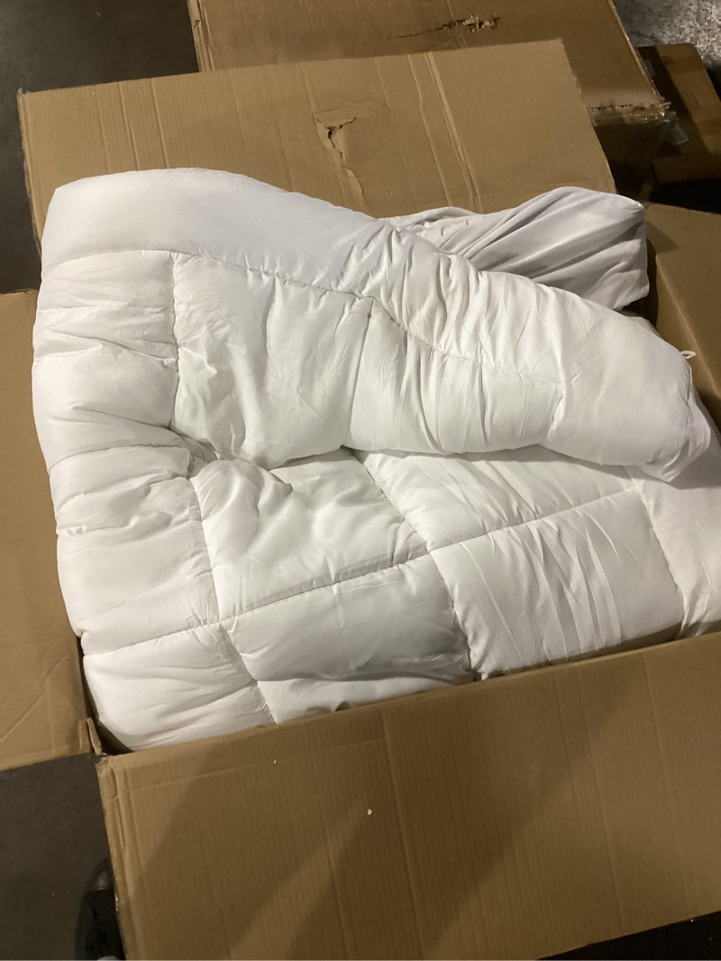 Condition photo showing As Is for bedelite king mattress topper dual layer 4 inch memory foam mattress topper, 2 inch pilow top mattress pad and 2 inch premium gel foam mattress, with stretchable pockets up to 6"-24" white-blue king