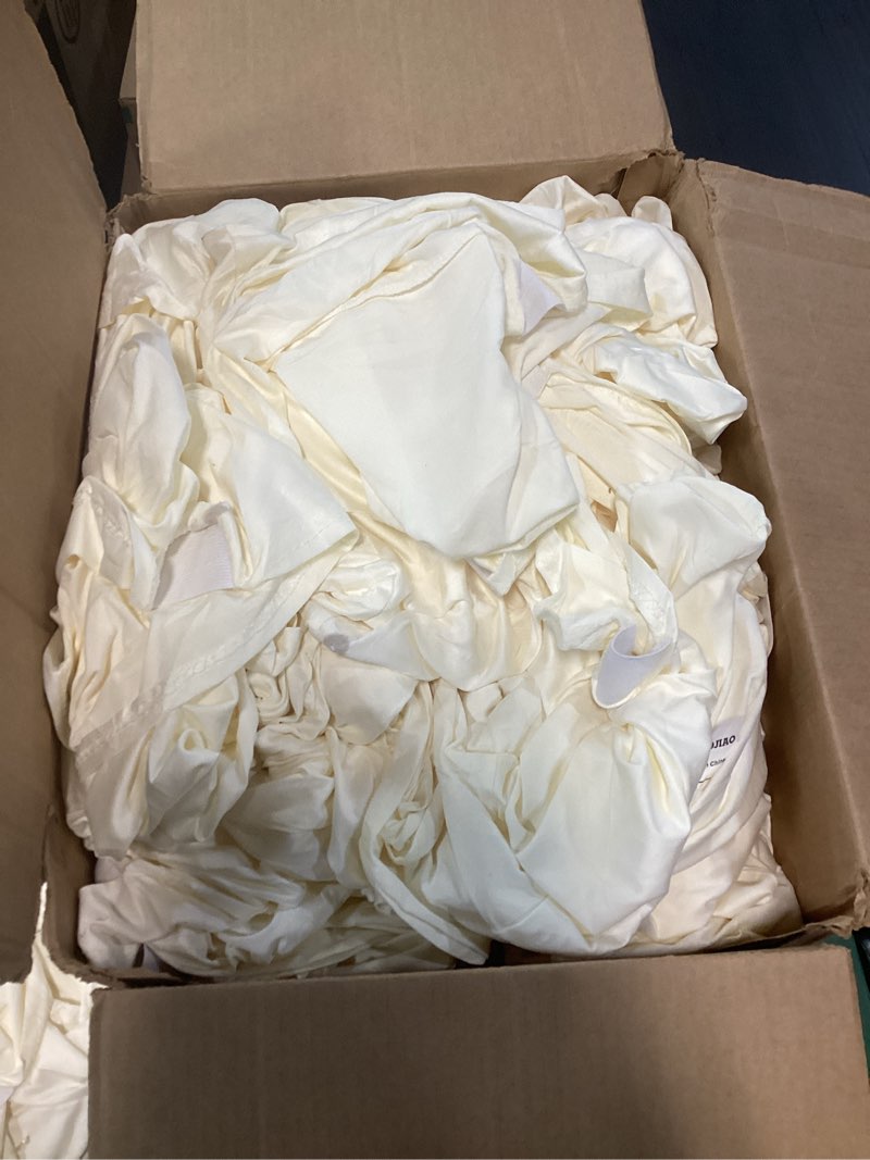 Condition photo showing Good Condition for 100 pieces ivory chair covers - versatile stretch polyester spandex dining chair slipcovers for dining, party, wedding, banquet, and more