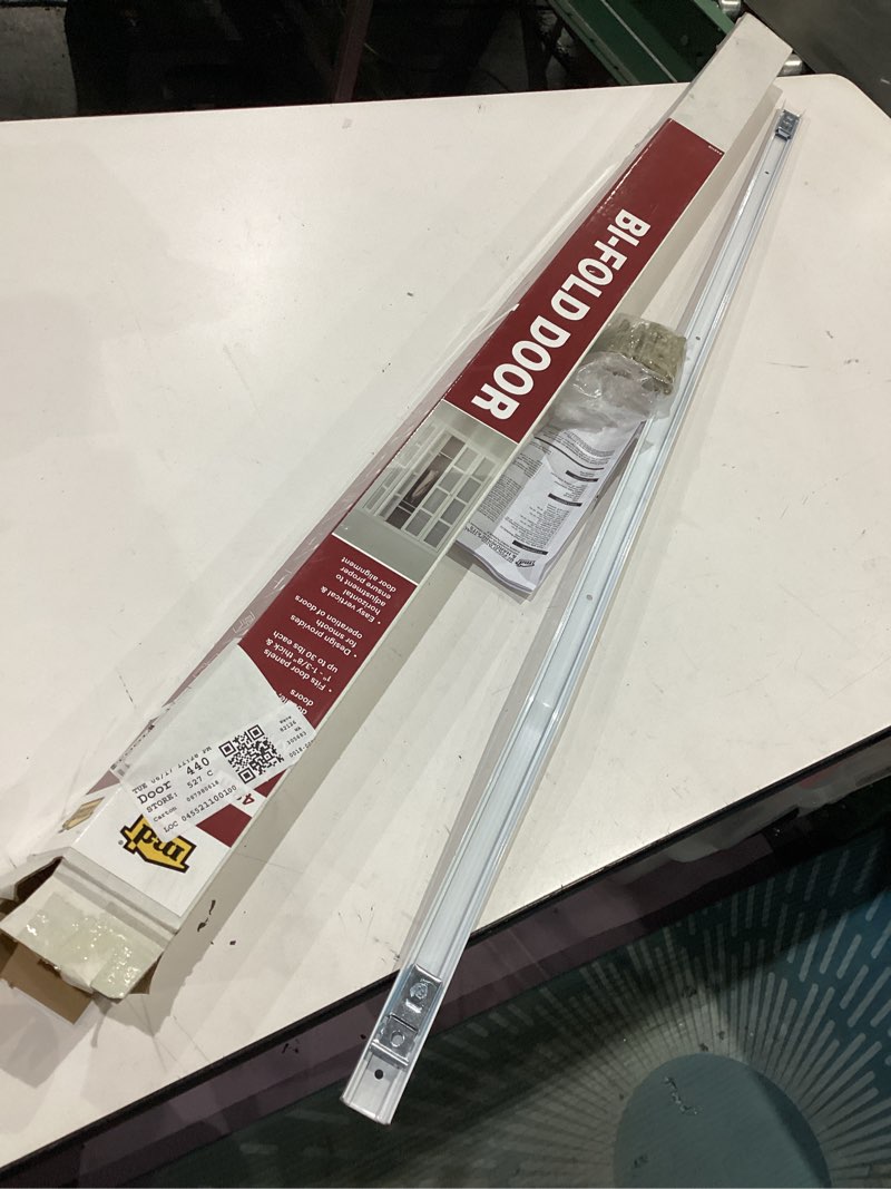 Condition photo showing As Is for m-d 48-in bifold closet door track kit