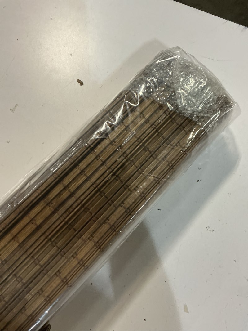 Condition photo showing Good Condition for cordless bamboo roman shades for windows, blinds size (36" w ×64" h) colour (highfield teak) highfield teak 36" w × 64" h