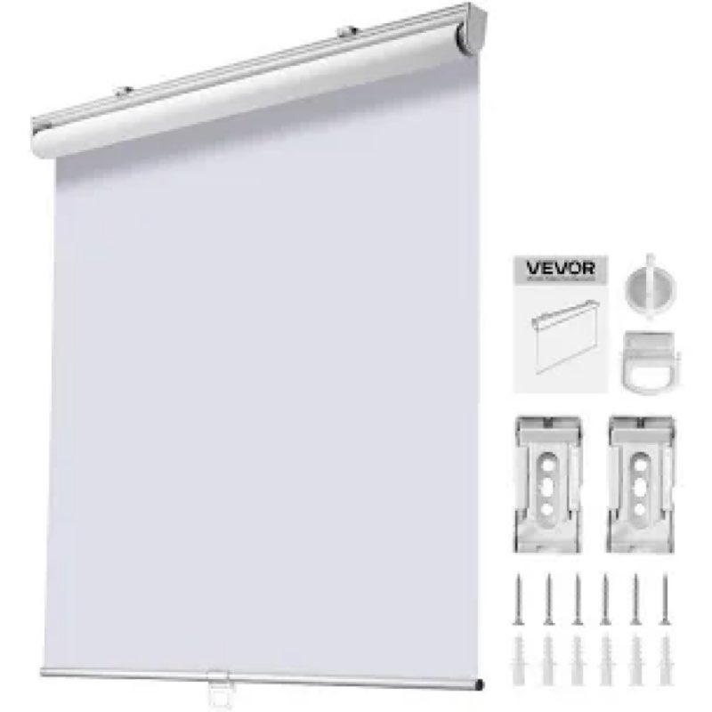 cordless roller shades, 34 x 72 in, pull down blackout blinds for windows room darkening, thermal insulated - white