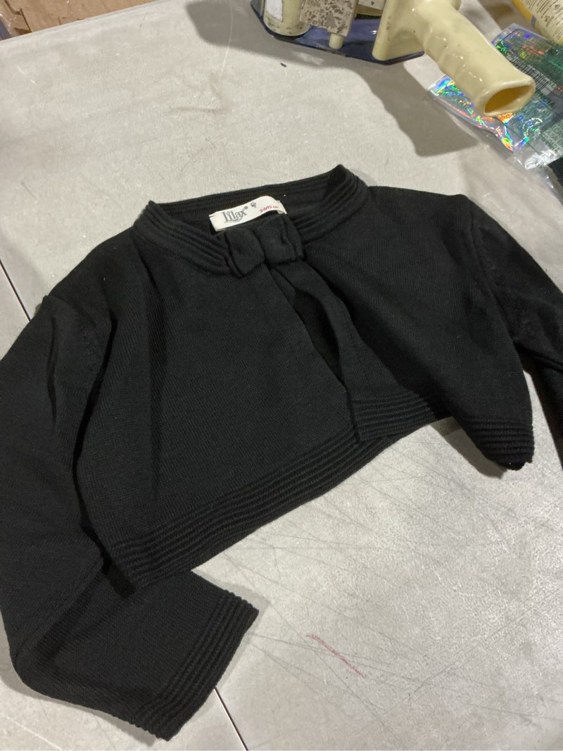 Condition photo showing Good Condition for lilax little girls' knit long sleeve bowknot closure bolero cardigan 2-3t black