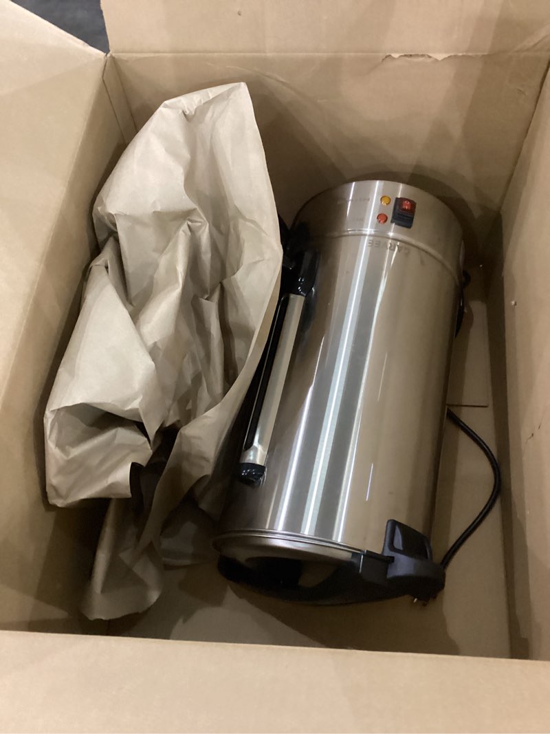 Condition photo showing As Is for 14 L/100 Cups Coffee Urn, Double-Wall Stainless Steel Coffee Maker Hot Water Urn, Large Capacity Hot Coffee Dispenser, Quick Brew, Stays Hot for Tea & Beverage at Events & Catering, Silver