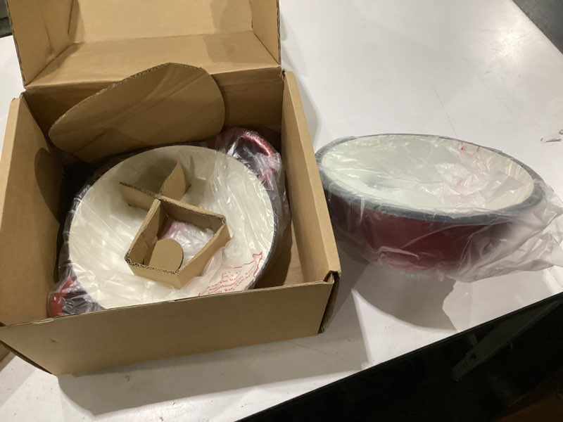 Condition photo showing New/Like New for enamelled cast iron dutch oven pot – dutch oven pot with lid for sourdough bread baking – cast iron bread oven – red, umite chef 6qt pot with lid & cotton potholders