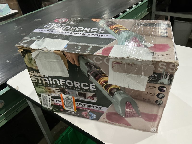 Condition photo showing As Is for missing parts, shark stainforce™ cordless portable stain cleaner