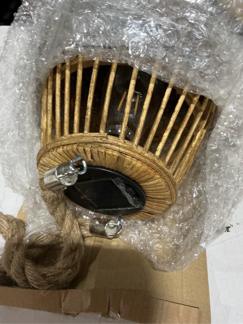 Condition photo showing Good Condition for natural rattan solar lantern with handle - large waterproof led decorative garden lights, bright rattan solar table lamp for yard, patio, wedding, home decoration bamboo thin