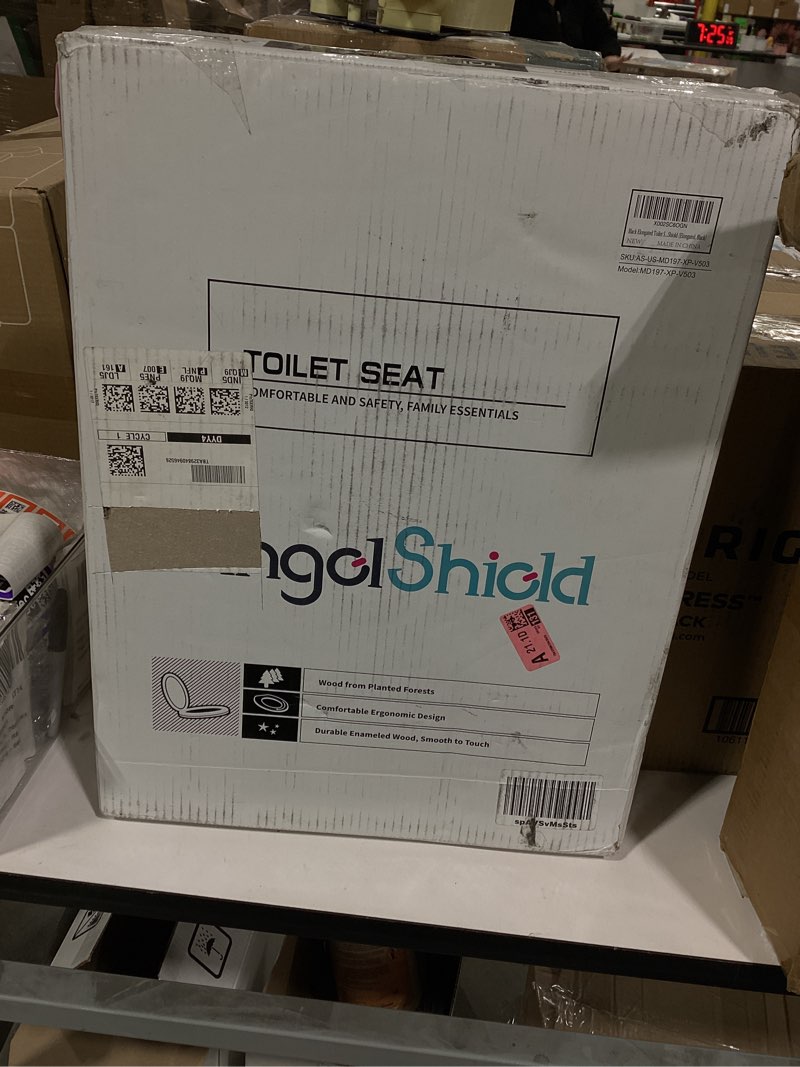 Condition photo showing Good Condition for black elongated toilet seat natural wood toilet seat with zinc alloy hinges, easy to install also easy to clean, scratch resistant toilet seat by angol shiold (elongated, black) elongated black