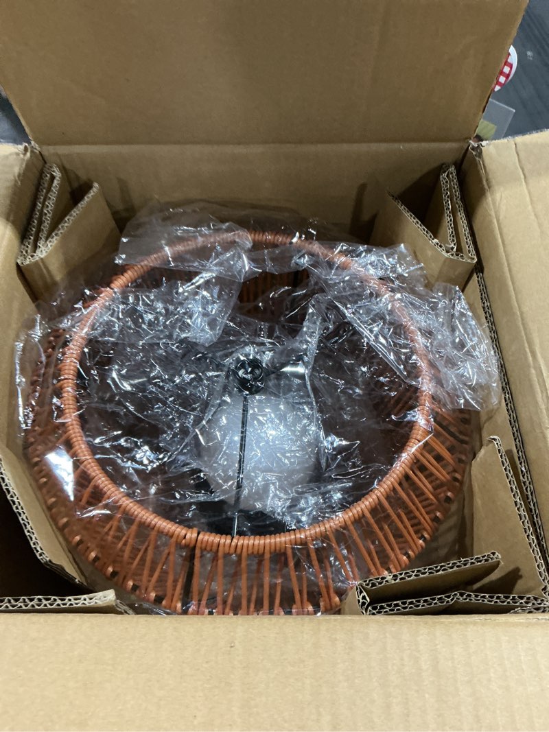 Condition photo showing Good Condition for outdoor solar floor lamp, garden rattan wicker light, metal pole and base, waterproof yard garden wedding home decor light terracotta