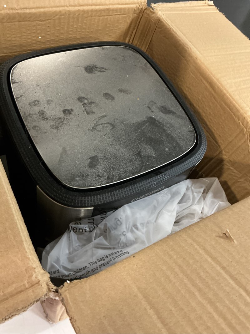 Condition photo showing Good Condition for Chefman TurboFry Touch Air Fryer, Large 5-Quart Family Size, One Touch Digital Control Presets, French Fries, Chicken, Meat, Fish, Nonstick Dishwasher-Safe Parts, Automatic Shutoff, Stainless Steel 5 Quarts Stainless Steel