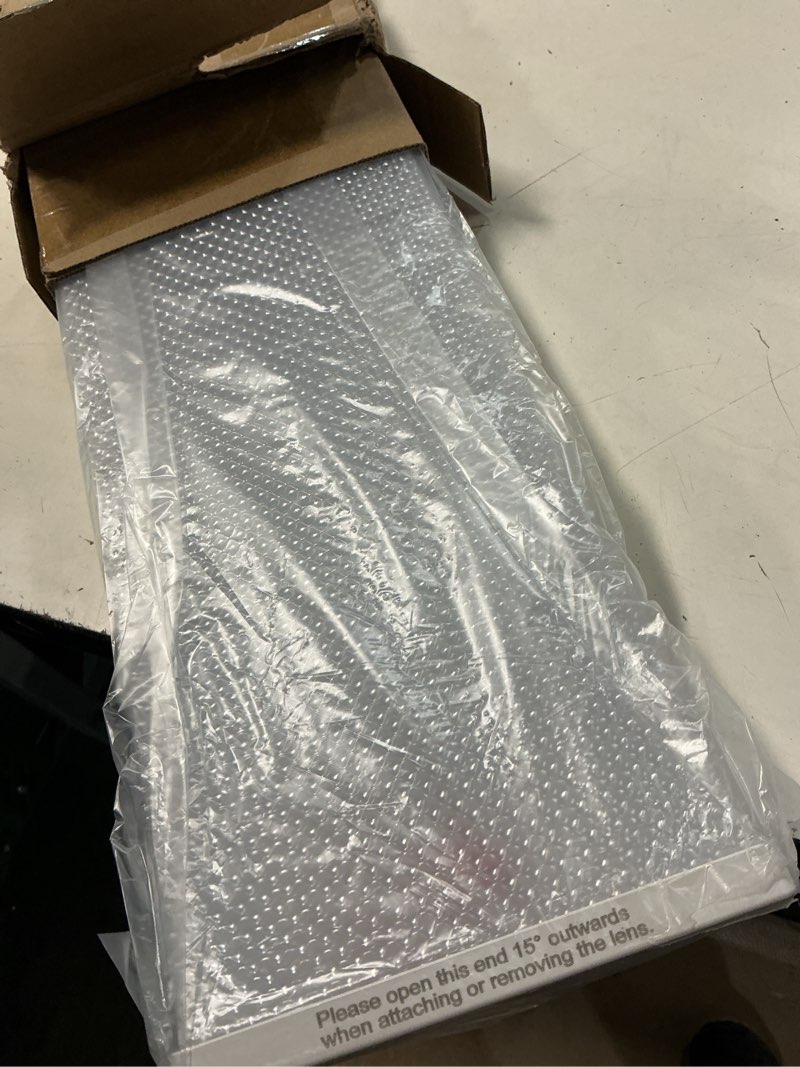 Condition photo showing New/Like New for 4ft 5.7"w led wraparound light, 40w, 4400lm, 4000k, [2-lamp 32w fluorescent equiv.], hardwired, 4 foot led wrap light flush mount office ceiling light fixture for garage, office, kitchen, etl 4000k - 40w