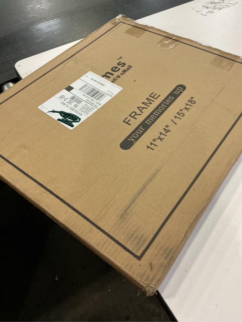 Condition photo showing New/Like New for GMFrames 11x14 Diploma Degree Frame with Mat or Display 15x18 Certificates without Mat,Solid Wood,Black Finish with Intricate Black Rope Detail,UV Protection Acrylic Black 15x18 for 11x14 with Mat