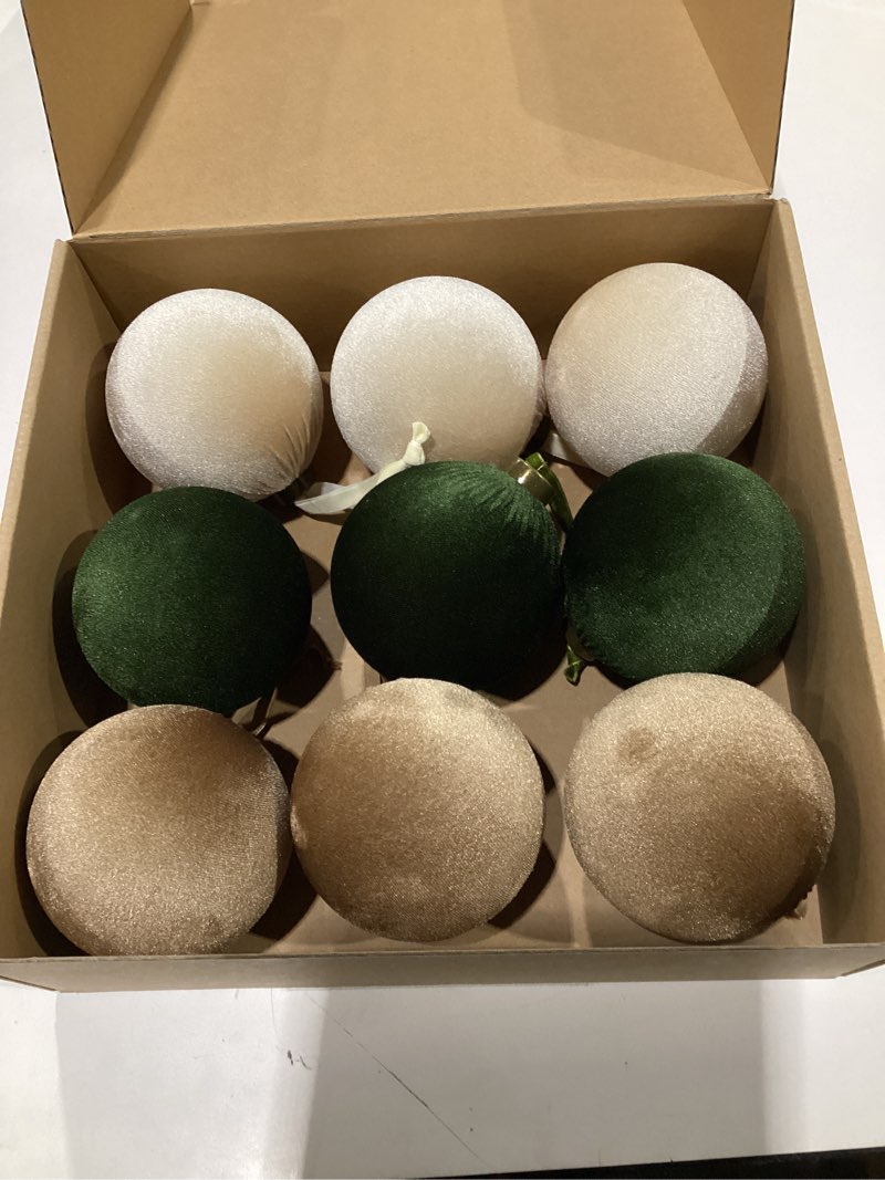 Condition photo showing Good Condition for 9 PCS Velvet Christmas Balls Ornaments 4inch& 6inch Christmas Large Ball Set for Xmas Tree Decor, Holiday Home Party (Mixed Colors 1, 4inch) Mixed Colors 1 4inch