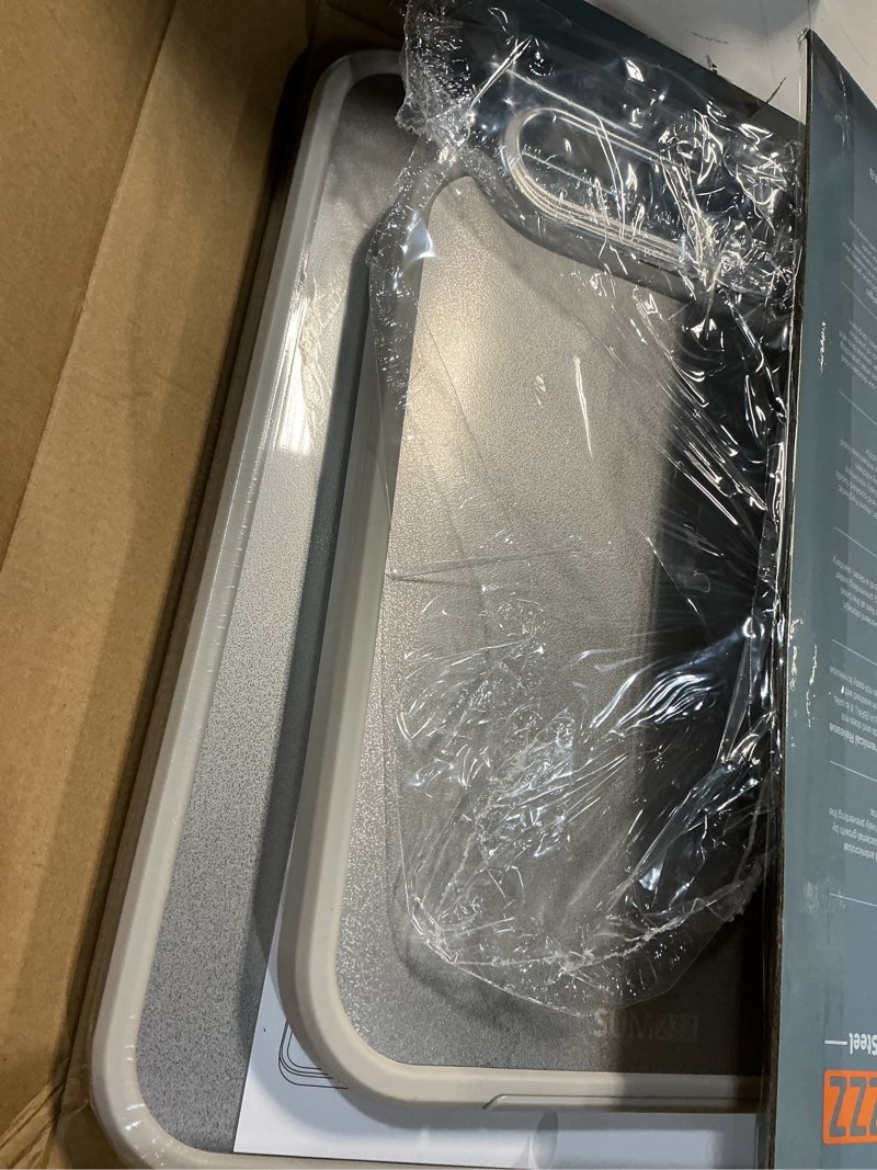 Condition photo showing Good Condition for sumzzz stainless steel cutting board for kitchen, 2-in-1 double-sided chopping board, food grade stainless steel/pp (silver, set of 2(s+m))