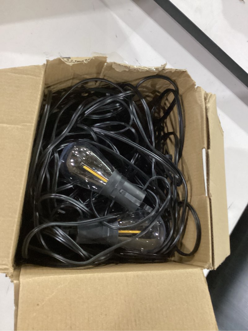 Condition photo showing Good Condition for outdoor string lights led patio-light - 100ft outside waterproof dimmable porch lights with remote shatterproof s14 bulbs outside hanging light connectable lighting for gazebo backyard bistro pergola 100ft(30 sockets)