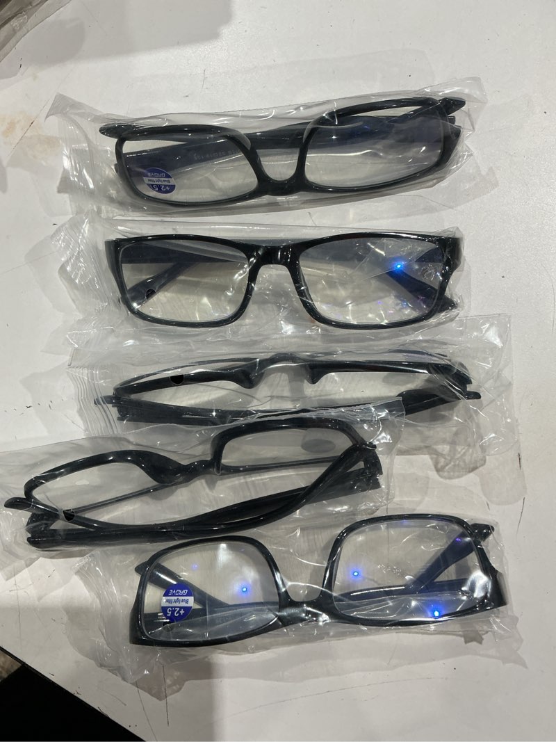 Condition photo showing New/Like New for gaoye 2.5 professional reading glasses for all day - computer readers with blue light protection - value pack b1-5 pack light black 2.5 x