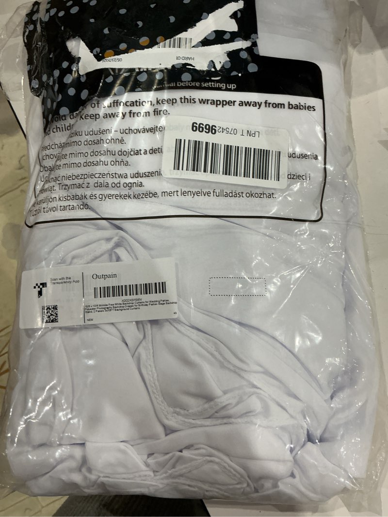 Condition photo showing Good Condition for 10 ft x 10 ft wrinkle free white backdrop curtains for wedding parties, polyester photography backdrop drapes for birthday parties stage backdrop stand, 2 panels 5x10ft background curtains white 5'(w) x 10'(h), 2 panels