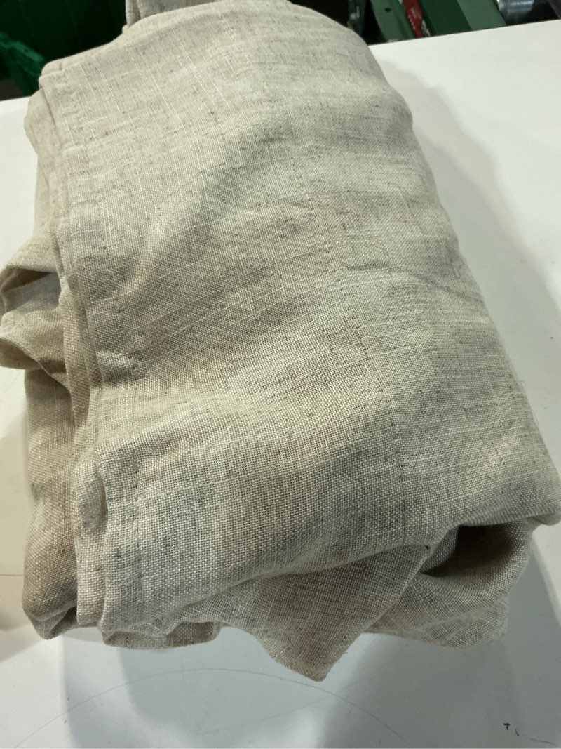Condition photo showing Good Condition for flax linen curtains 96 inches long for bedroom 2 panels back tab pocket primitive burlap farmhouse drape sack tweed canvas cloth look semi sheer tan beige curtains for living room neutral earth tone