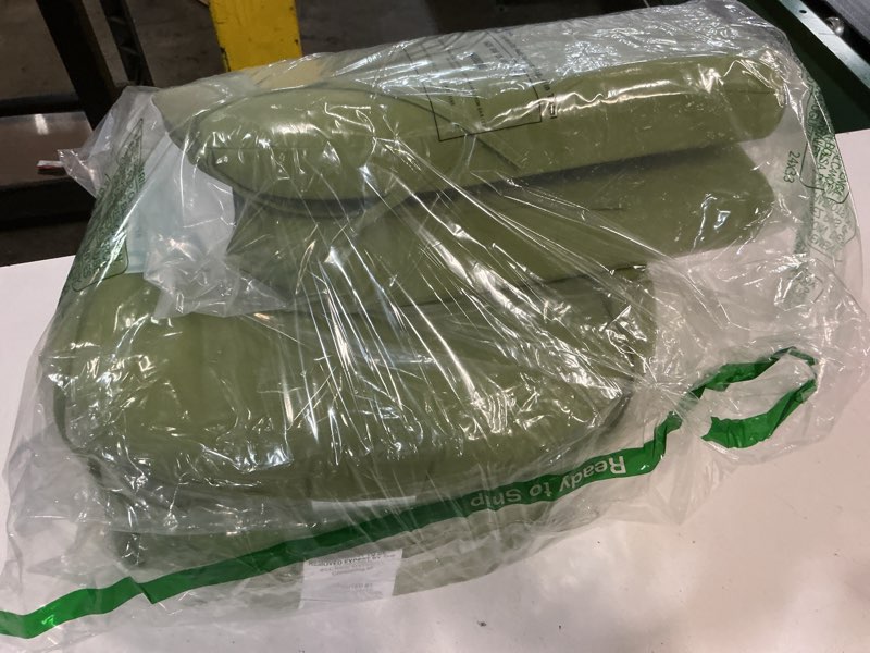 Condition photo showing Good Condition for basic beyond outdoor chair cushions set of 4, outdoor cushions for patio furniture, water resistant patio chair cushions with 2 ties, 17x16x2, grass green 01 - grass green 17"x16"x2"(pack of 4)