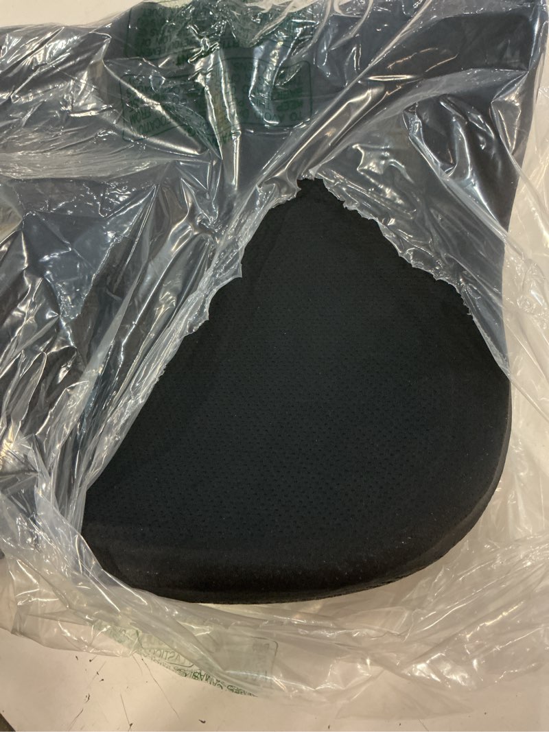 Condition photo showing As Is for x-large seat cushion for truck driver, upgraded cushion for back support and pain relief, memory foam with non-slip washable cover, relieves long-term truck sitting and pain