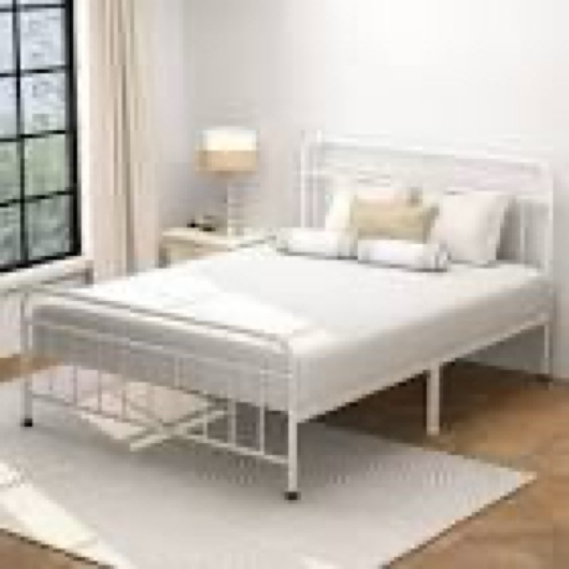 Mainstays Ardent Queen Metal Spindle Bed, White,Adult