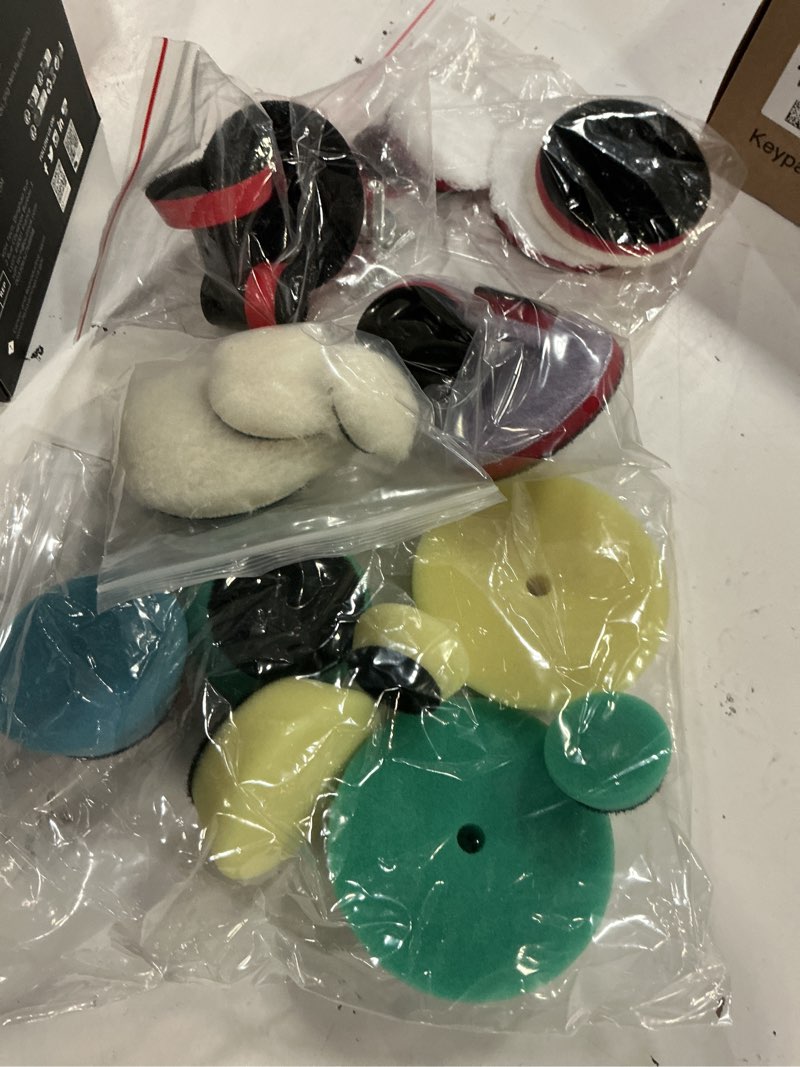 Condition photo showing Good Condition for spta 29pcs drill buffing pad detail polishing pad mix size kit with 5/8-11 thread backing pad & adapters for car sanding, polishing, waxing (32pcs mini detail polishing sets)