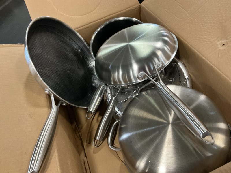 Condition photo showing As Is for COOKER KING Stainless Steel Cookware Set, Pots and Pans Set Non Stick, Hybrid Ceramic Cookware, Frying Pans, Saucepans & Stock Pot with Glass Lid, Non-Toxic, Oven Safe, Induction Compatible 7