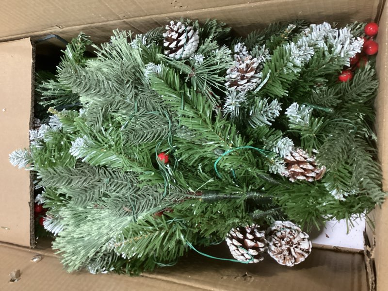 LAVEVE 34" Prelit Small Christmas Tree with Lights, Battery Operated Xmas Tree with Pine Cedar Cones