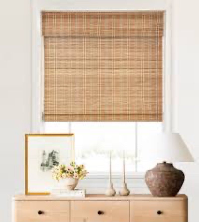 LazBlinds Cordless Bamboo Roman Shades, Light Filtering Window Treatment, Roll Up Bamboo Blinds for 