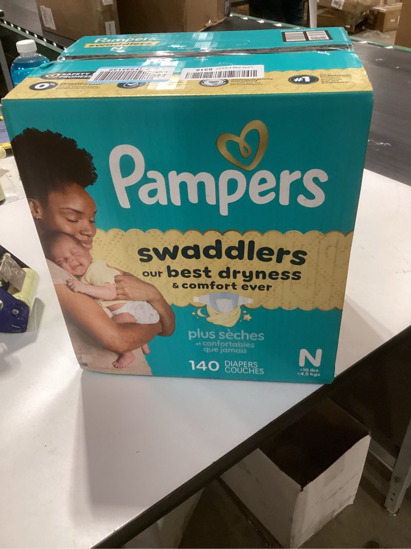 Condition photo showing New/Like New for pampers swaddlers diapers, size 0 (up to 10 lbs), 140 count, absorbent, keeps baby dry and comfortable, skin safe disposable baby diaper (packaging may vary) newborn 140