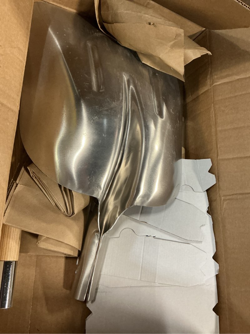 Condition photo showing As Is for Aluminum Snow Shovel with D Handle,Heavy Duty Metal Scoop Shovel,51.1 Inches Large Capacity Snow Shovel for Driveway,Coal Shovel for Mulch,Moving Feed and Gardening