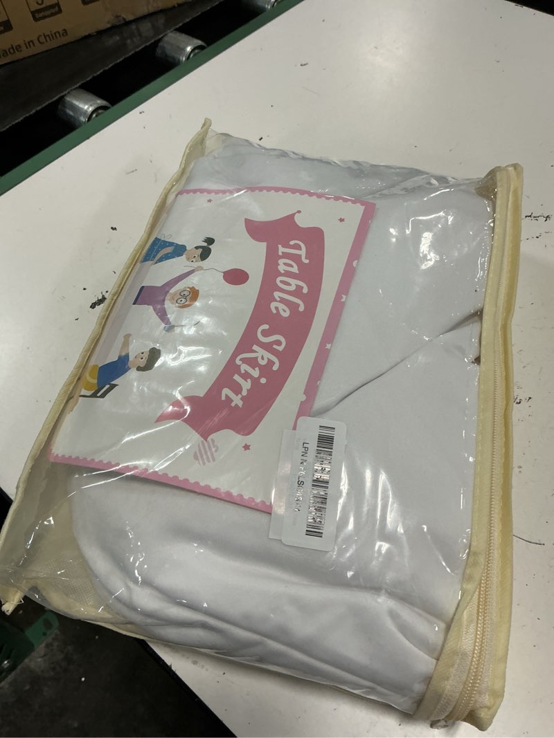 Condition photo showing Good Condition for white table clothes for rectangle tables 6ft, wrinkle resistant fitted table cloth with pleated ruffle skirts for banquet wedding baby shower folding table 72" x 30" (6ft-1 pack) white
