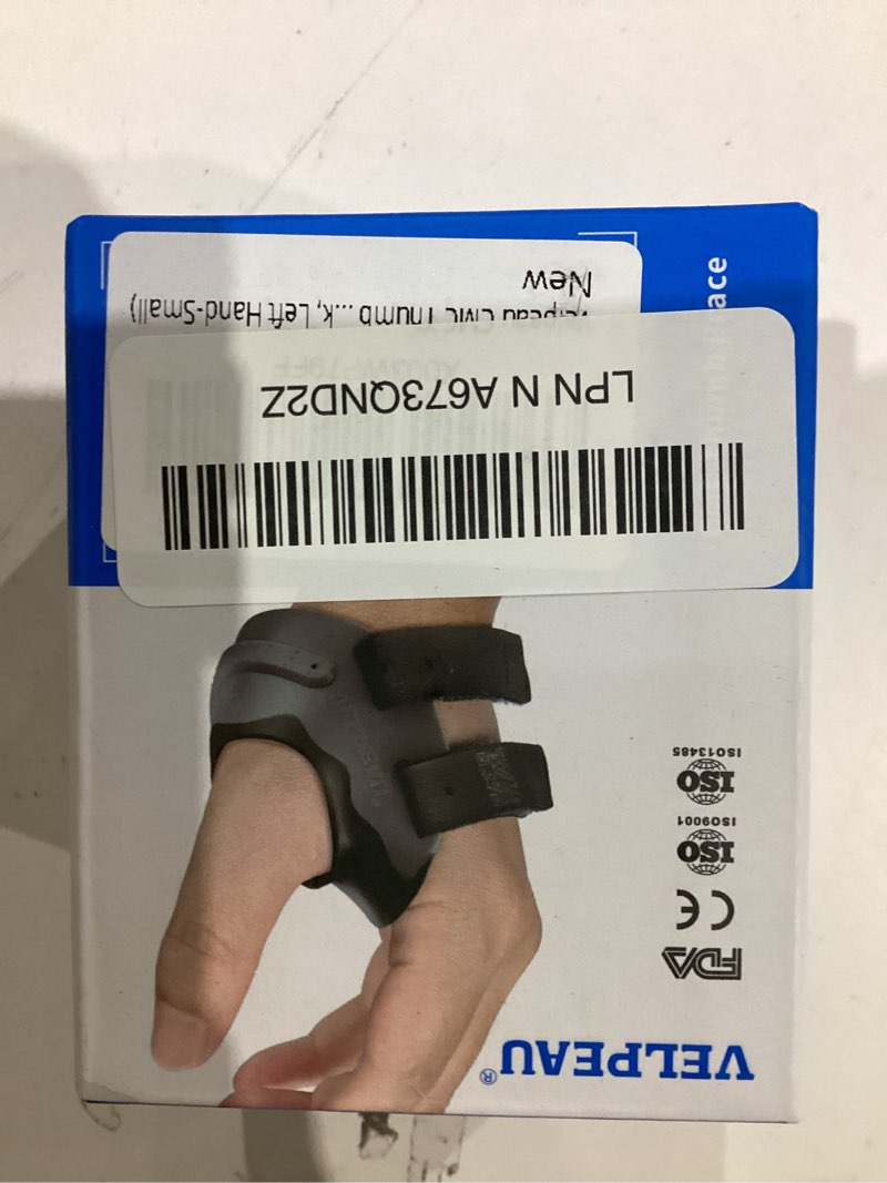 Condition photo showing New/Like New for Velpeau CMC Joint Thumb Arthritis Support Brace - Soft & Hard Plastic Compose - with Thumb Compression Sleeve, Stabilizes Thumb CMC Joint Without Limiting Hand Function (Black, Left - Small) Small Black-Left Hand