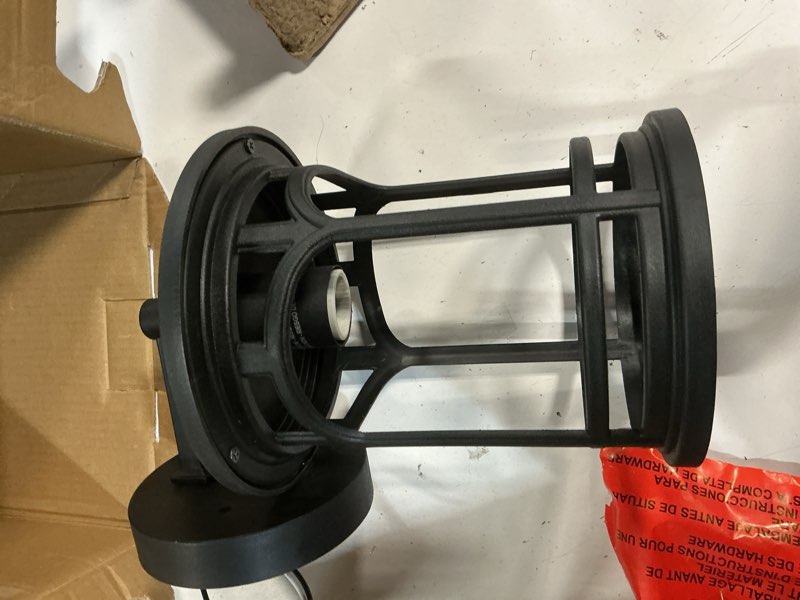 Condition photo showing As Is for quoizel kessel 1-light 11.25-in h matte black outdoor wall light