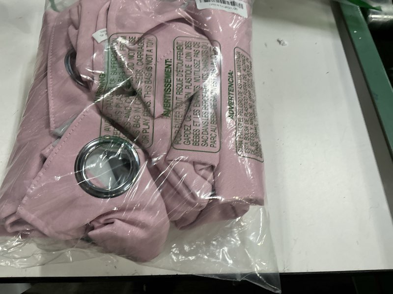 Condition photo showing As Is for yakamok 100% blackout curtain panels 63 inches cold and light blocking drapes for nursery, 2 thick layers thermal insulated draperies (2 pieces, 40 wide each panel, pink front with white backing) 40"w x 63"l (pack of 2) pink with white backing