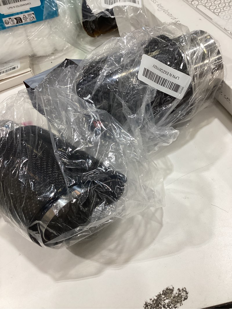 Condition photo showing As Is for ydes 3-inch inlet 4-inch outlet set of carbon fiber exhaust tips fit for 76 mm or 3 inch only tailpipe exhaust pipe(2pcs) silver glossysilver 3 inch