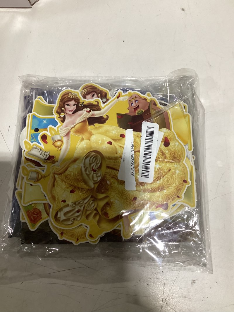 Condition photo showing Good Condition for 42pcs Beauty and the Beast Party Plates Supplies Pack Includes?Banner?Cake Topper?Blackdrop,Balloons for Beauty and the Beast party decoration