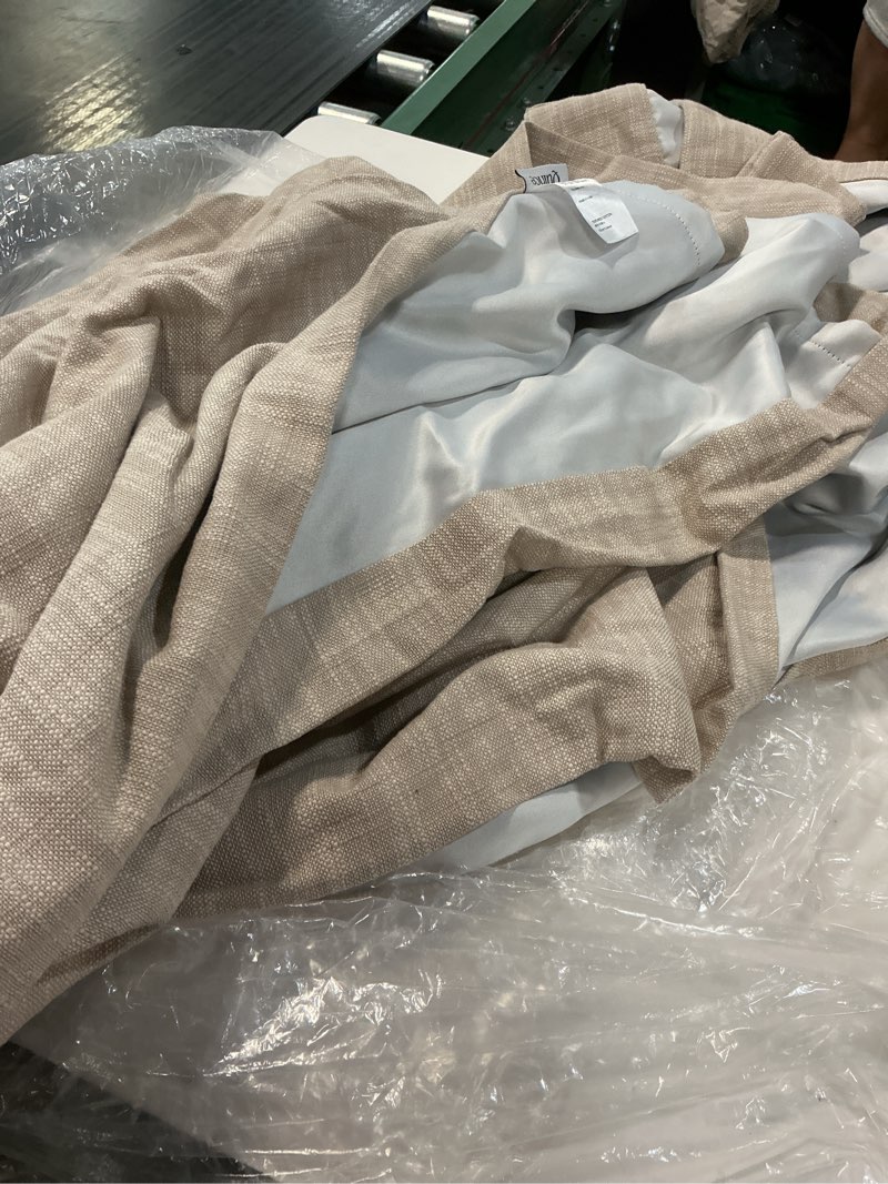 Condition photo showing As Is for textured cotton room darkening curtain (1 piece