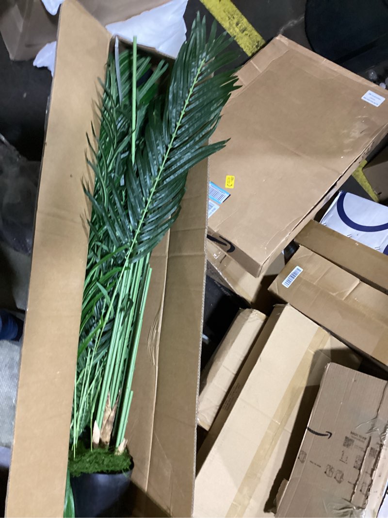 Condition photo showing New/Like New for 7ft artificial palm tree, tall artificial tree plants with fake plants, large faux plants indoor with lifelike leaves for outdoor indoor home office living room decor (white) white-7ft