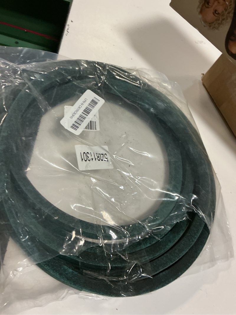 Condition photo showing As Is for 522811301 mower deck belt for husqvarna 522811301, fd 52m, mz 52, mzt 52, and mzt 52bf series zero turns 5/8" x 148 1/2"