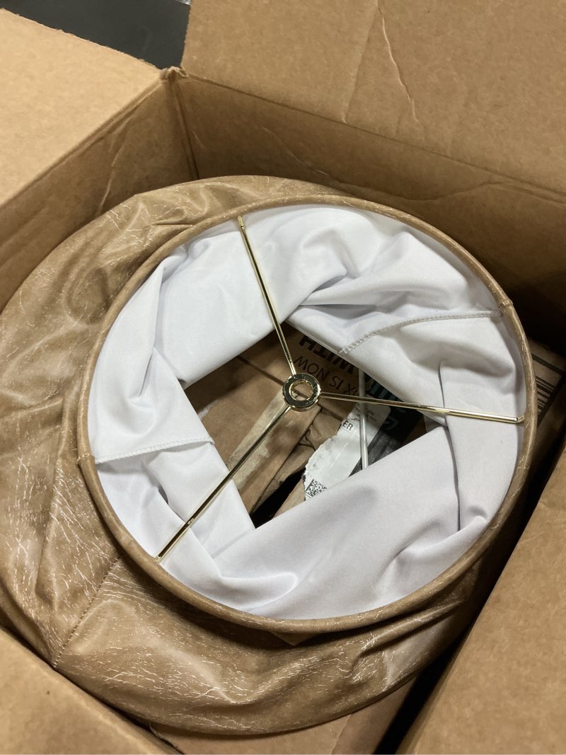 Condition photo showing As Is for Scenekoy Vintage 66” Tall Floor Lamp for Living Room Bedroom, Retro Resin Carved Standing Lamp with Faux Leather Shade, 3-Way Adjustable Bulb, Rotary Switch Rustic Corner Light for Home Decor Dark Brown